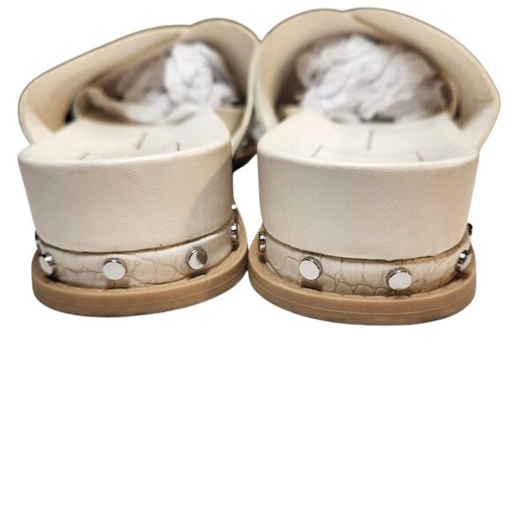 Dolce Vita Gracy Platform Sandal Slip On Slides White Leather Silver Studded 9.5 - Picture 9 of 11